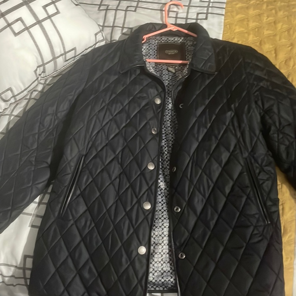 Quilted Authentic Coach jacket Black with Gray and black signature coach lining